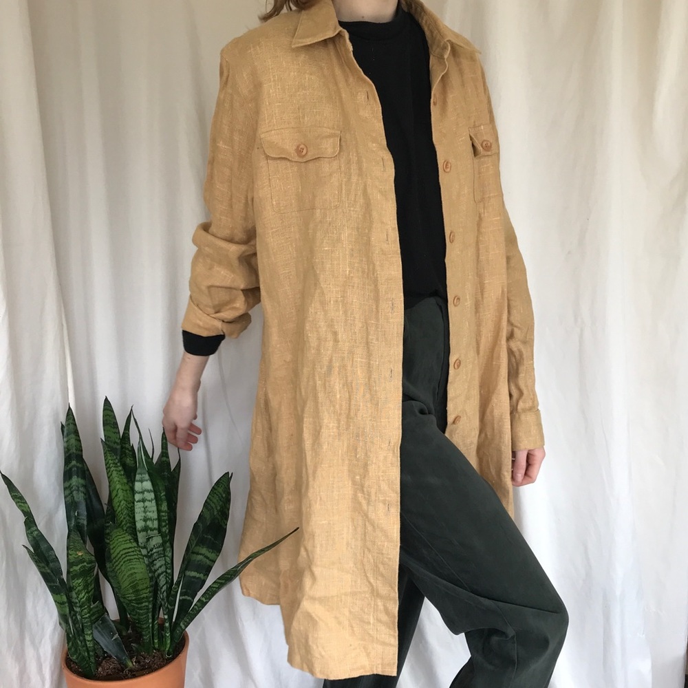 vintage linen button up smock